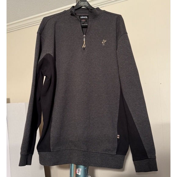 Ashworth Ez-Tech Mens Pullover Gray Black Quarter Zip-RARE Back & Front Logo-XL - Picture 2 of 14